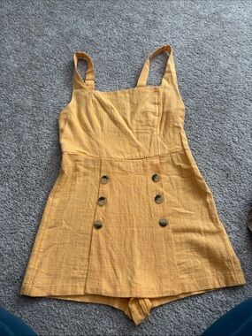 Urban Outfitters Mustard Yellow Button-Front Romper